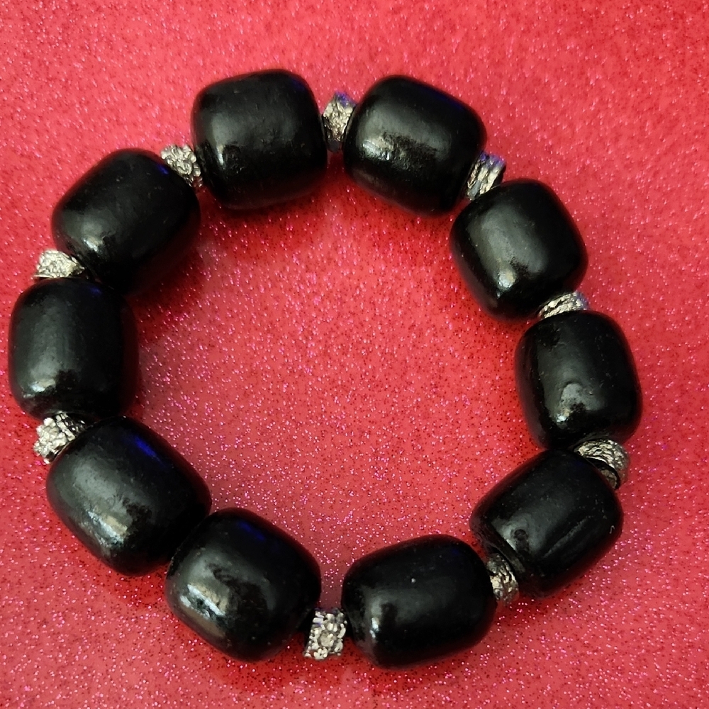 Black Stretch Beaded Bracelet